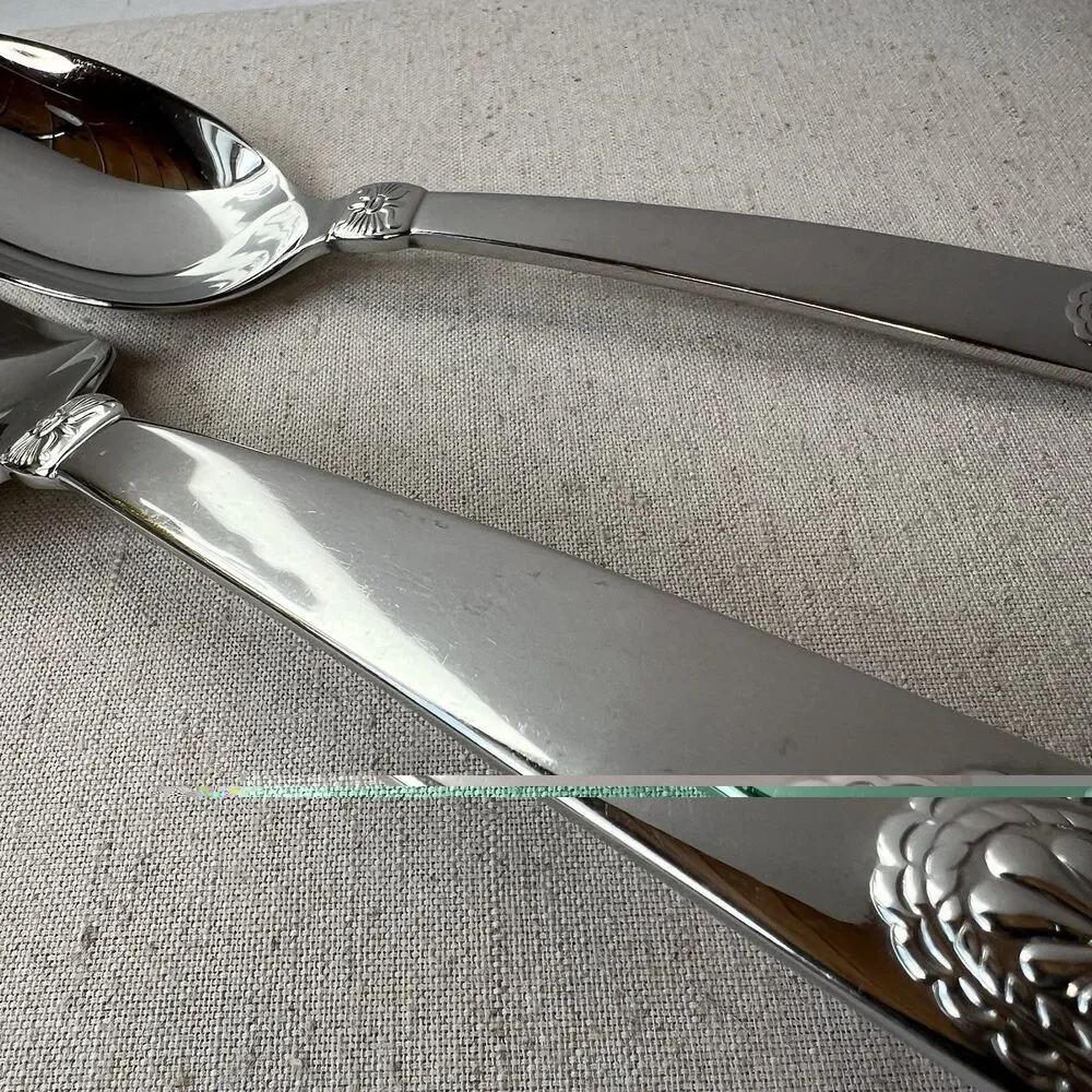 Ralph Lauren TELLURIDE Serving Spoon & Fork Stainless Steel Flatware Korea 1995